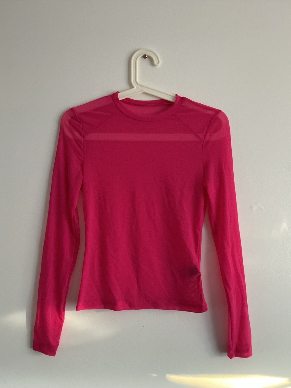 SHEIN Hot Pink Long-Sleeve Crewneck Top